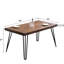 5 tables de salle à manger: base en épingle à cheveux, 4 chaises rembourrées en bois, siège foncé, agrégats de salle à manger: dossier en métal