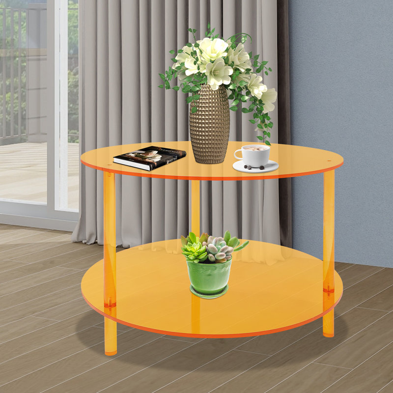 Table basse moderne à 2 niveaux en acrylique, Orange