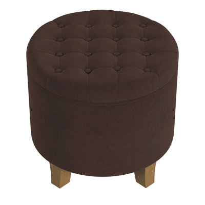 Round Button-Tufted Storage Ottoman