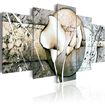 «The Secret of Calla Lily» - Gris - 5 pièces, impression sur toile tendue