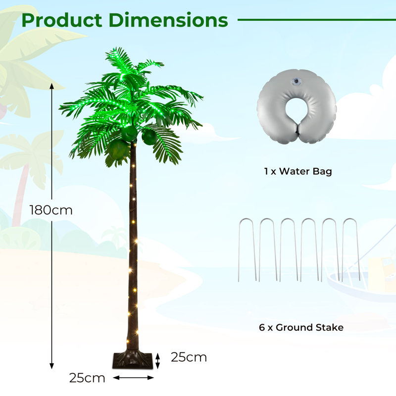 180 cm H Faux Palm Tree Plant