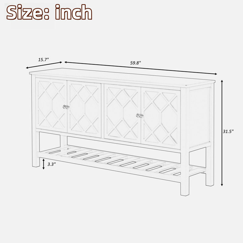 sideboard with Four-door and buttom shelf, Navy Blue