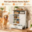 Station d'alimentation surélevée pour chiens avec armoire de rangement, bols surélevés, tiroir dissimulé et 3 crochets latéraux, meuble de rangement rustique pour aliments pour chiens