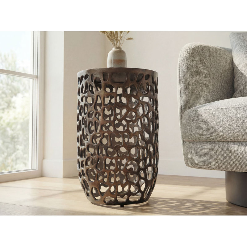 Black Glass Top Aluminium Side Table