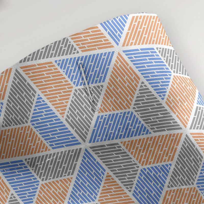 Rideau de douche simple trapézoïde, Bleu / Orange / Gris