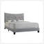 Élégant grand lit gris avec tête de lit capitonnée, tissu rembourré pour le confort et le style, structure robuste pour la durabilité