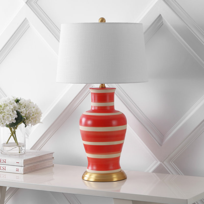 Herron 29" Table Lamp, Red/Beige