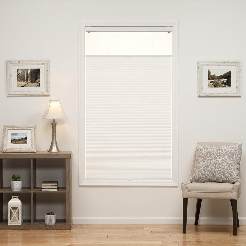 1 inch Cordless Semi-Sheer Light Filtering Top Down Bottom Up Cellular Shade, White, 34"W x 64"L