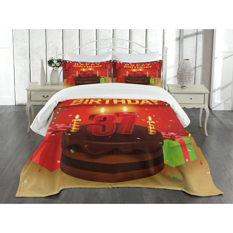 Ambesonne Colorful Bedspread Set 3 Pcs Cake Balloons King Multicolor