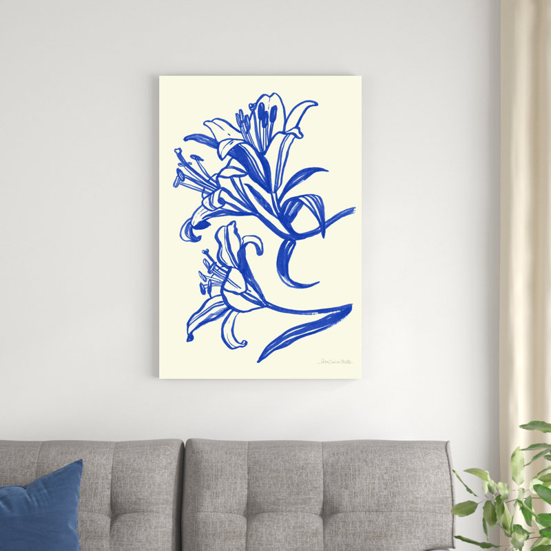 Ink Lilies II - bleu, H 36 po x l 24 po
