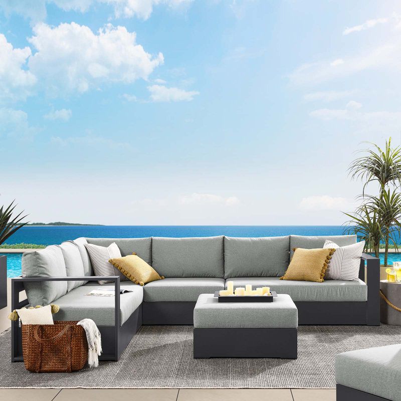 Canapé modulaire d'extérieur en U avec coussins 57,5 po Modway Tahoe, Gris