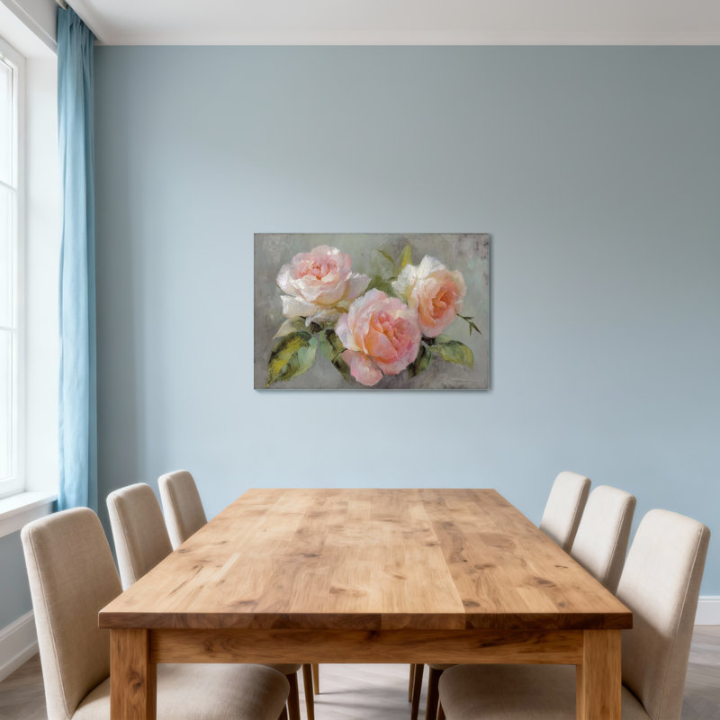 Plantes et fleurs roses douces avec feuilles vertes Z25122408424094416, H 12 po x l 18 po