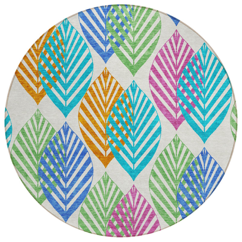 Tapis rond bleu 8 po