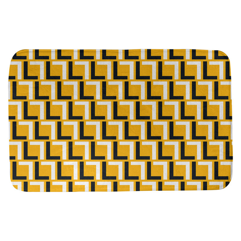 Tapis pour salle de bain Baltimore, l 17 po x L 24 po, Or, noir, blanc
