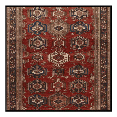 Machine Washable Persian Brown Area Rug
