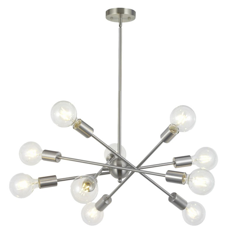 Tekamah 10 - Light Dimmable Sputnik Sphere Chandelier, Satin Nickel