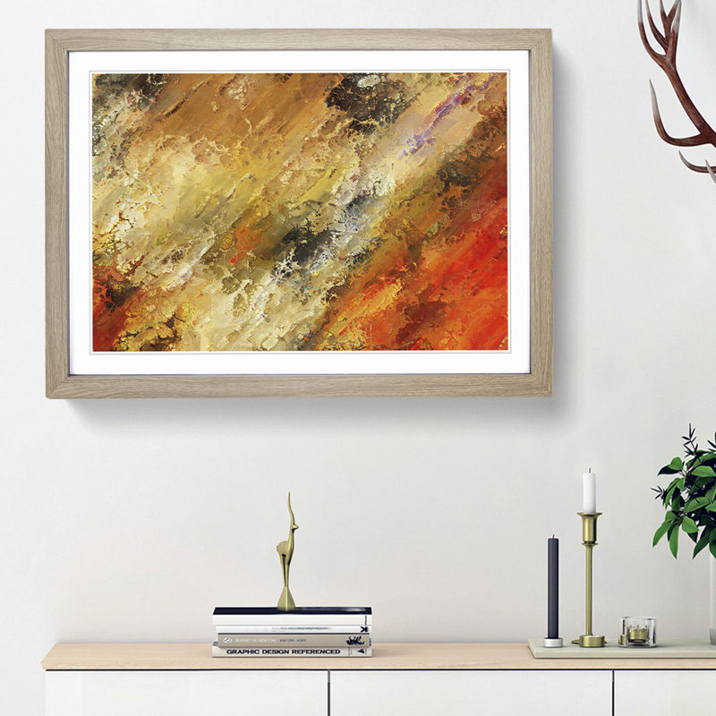 Memories of the Same in Abstract - Picture Frame Painting Print, 36cm H x 48cm W x 2cm D, Oak Framed