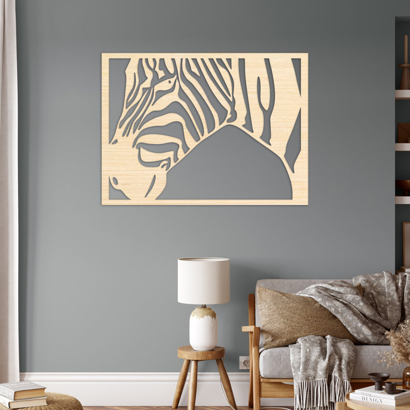 Décoration murale rectangulaire cheval - Bouleau baltique naturel (26,44 po x 32 po), H 38 po x l 46 po x P 0,25 po