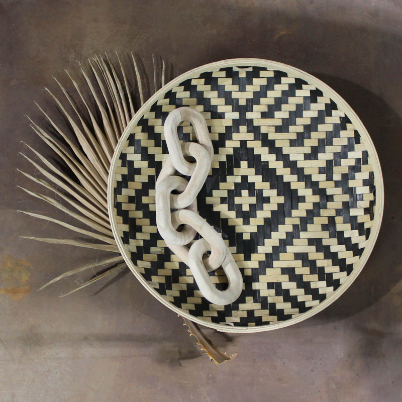 Graphic Multipurpose Rattan Tray Set