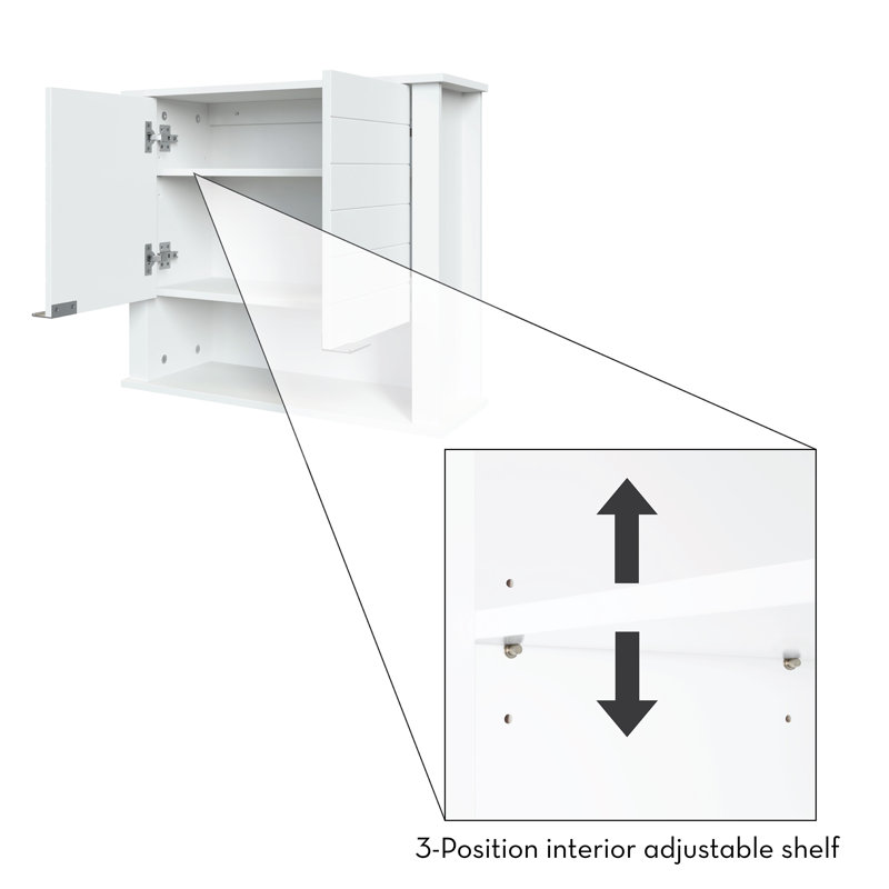 White MDF Two-Door Wall Mounted Storage Cabinet