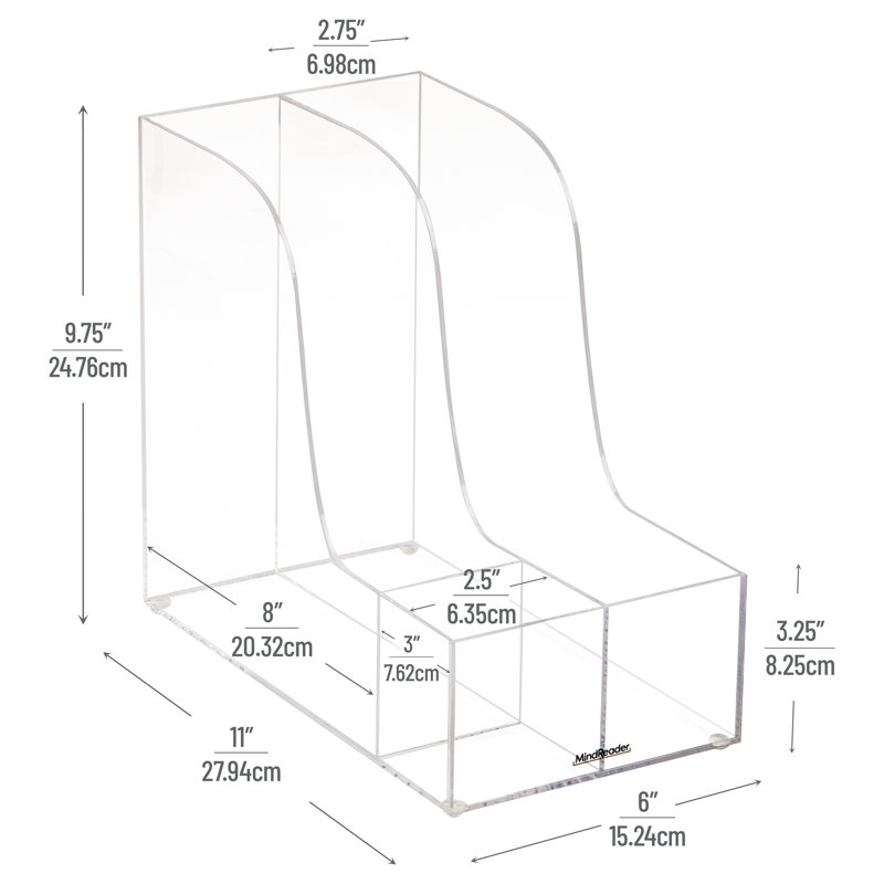 Clear Acrylic Vertical File Storage Organizer with Pen Holder