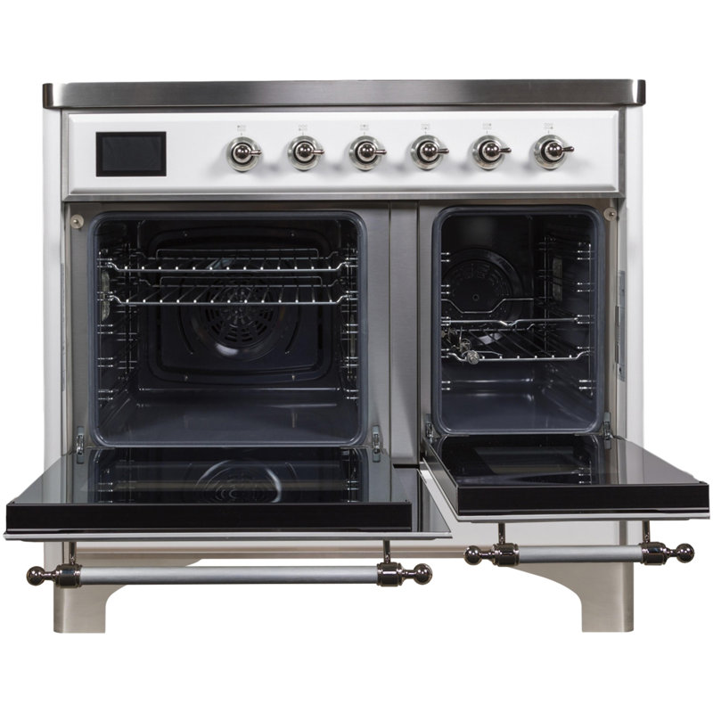 Majestic II 40" Freestanding Induction Range, White/Chrome