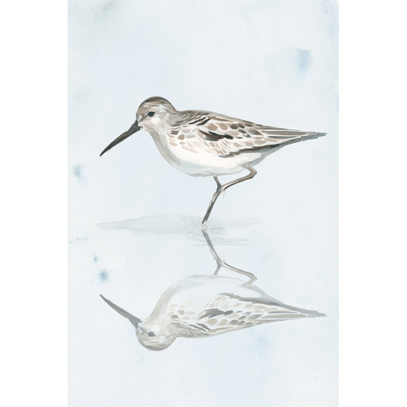 «Sandpiper Reflections II», peinture sur toile, H 18 po x l 12 po