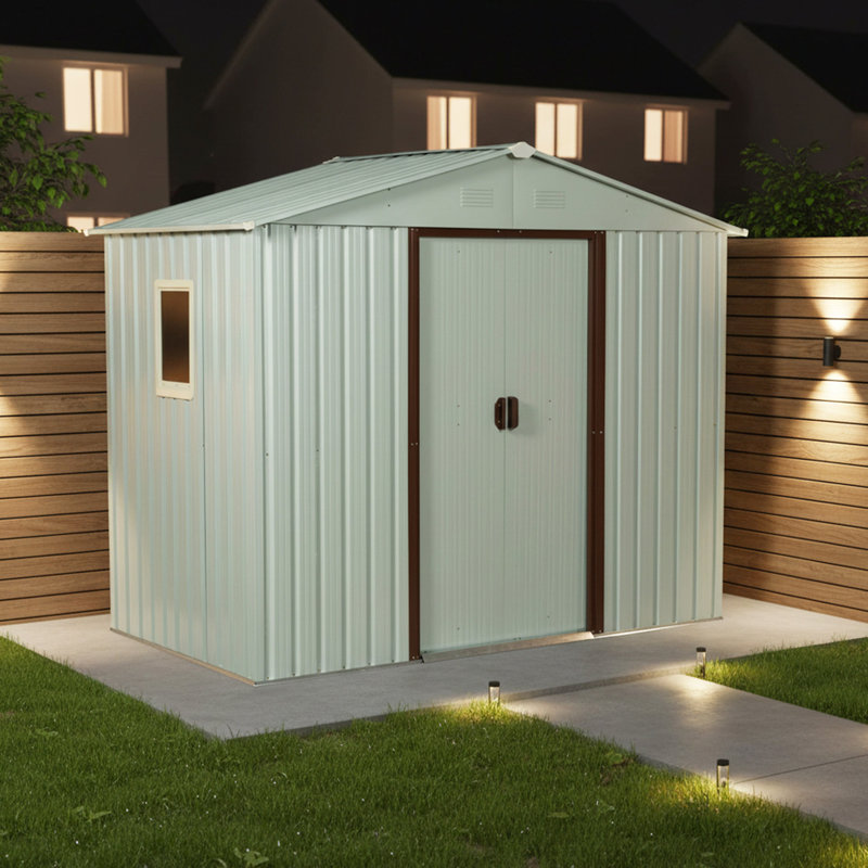 8 ft. x 4 ft. Metal Storage Shed with Window, 46.85" H x 88.98" W x 74.8" D, White