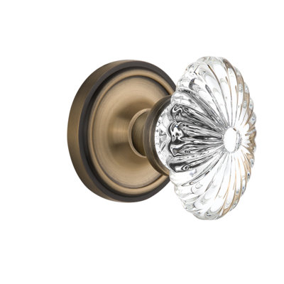 Rosette classique avec bouton de porte ovale en cristal cannelé