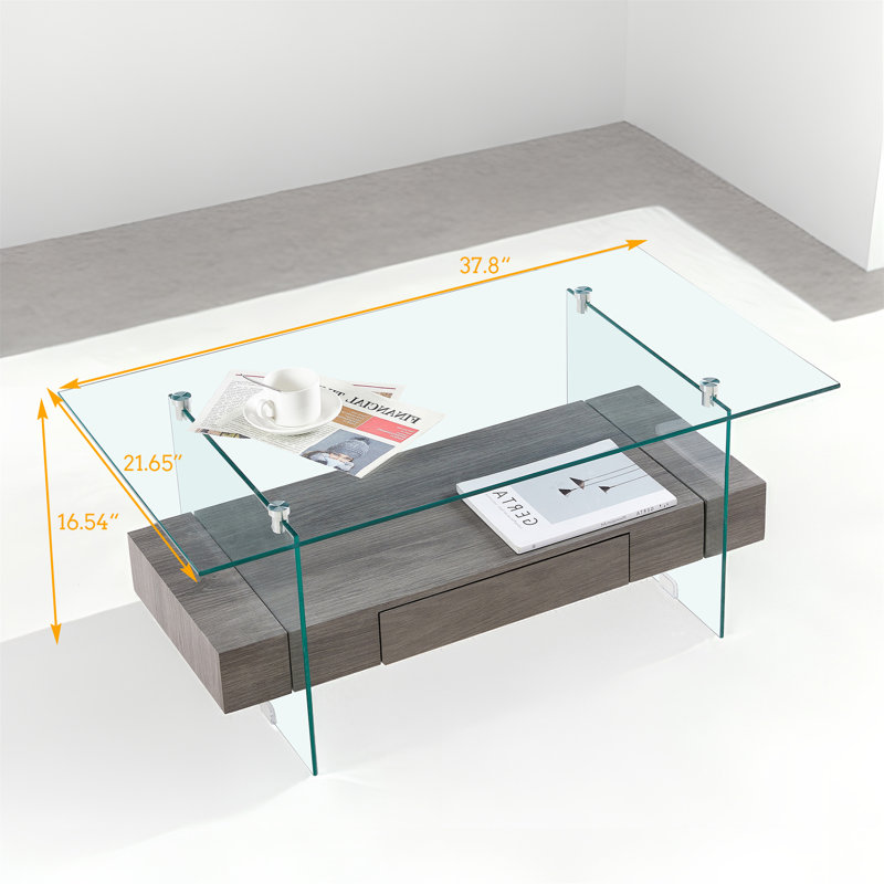 37.8'' Glass Top Console Table