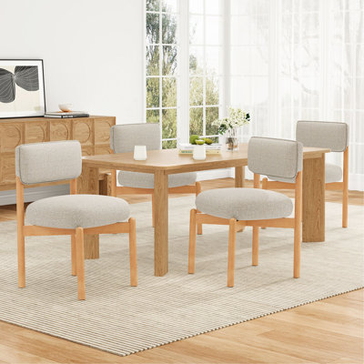 Chaise de salle à manger moderne en bois mélangé et lin (ensemble de 2)