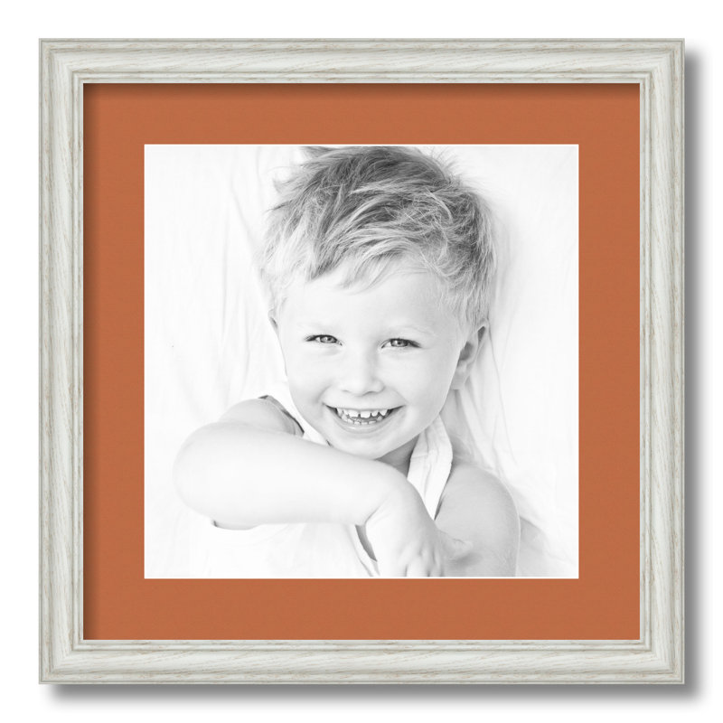 Wood Matte Picture Frame with Mat, Red Orange