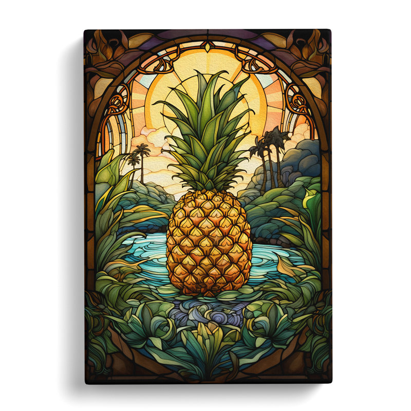 Pineapple Nouveau - Wrapped Canvas, 50cm H x 35cm W x 3cm D