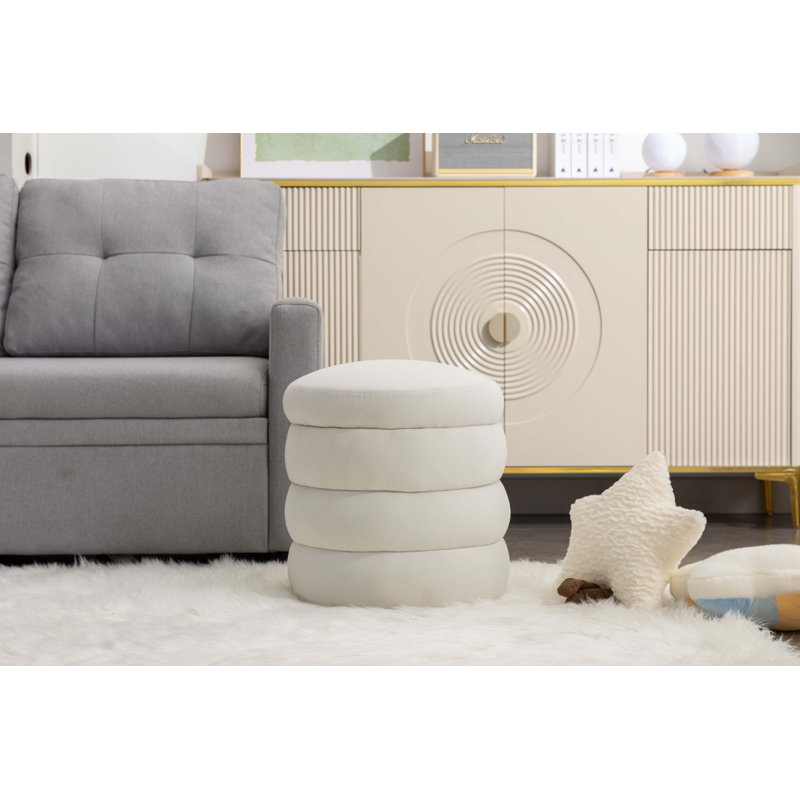 Repose-pieds rond en velours doux