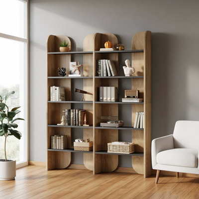 Bibliothèque à 5 niveaux avec tablettes ouvertes