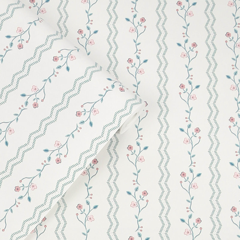 Laura Ashley Blencow Stripe Dark Duck Egg Blue Wallpaper