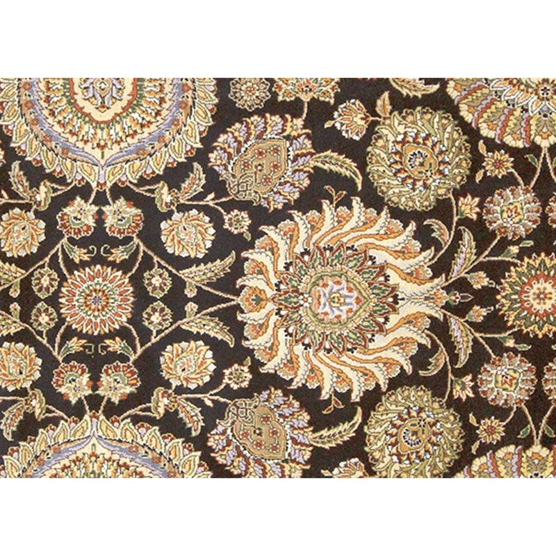Tapis noir noué à la main de haute qualité