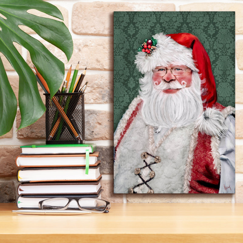 Art mural sur toile The Holiday Aisle® «Blush Santa» par Ashley Bradley, H 18 po x l 12 po x P 0,75 po