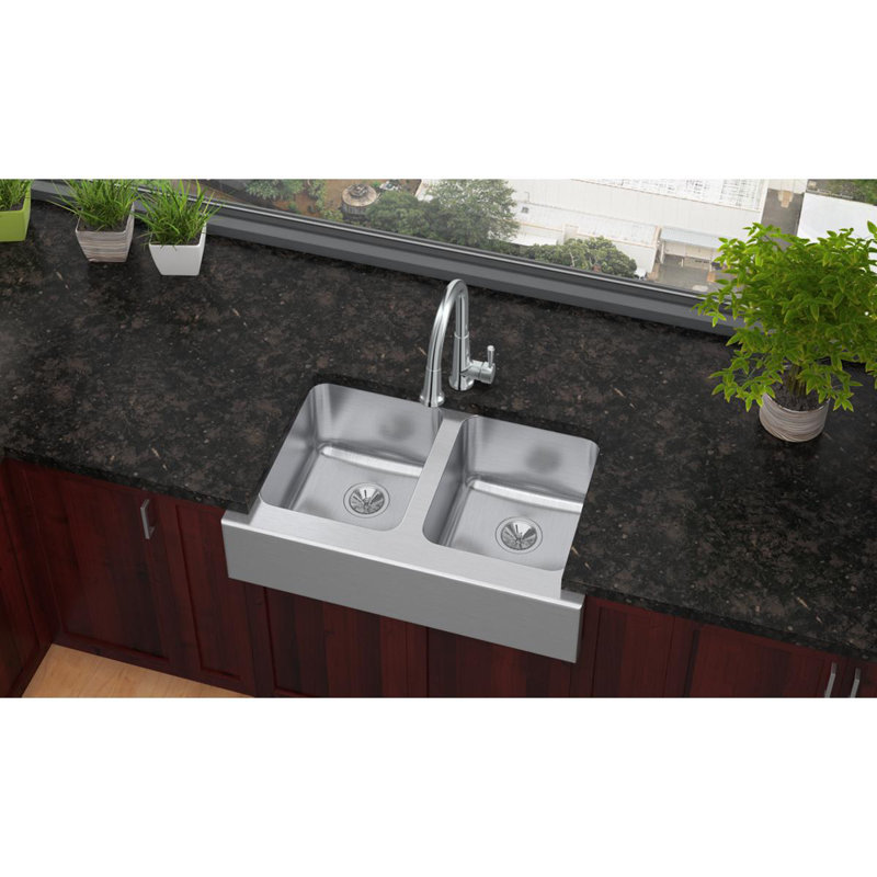 Évier de cuisine à double cuve Lustertone L 33 po x l 20,5 po