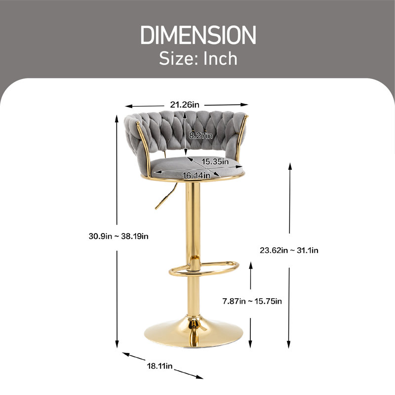 Tabouret à hauteur réglable Madeehah, gris
