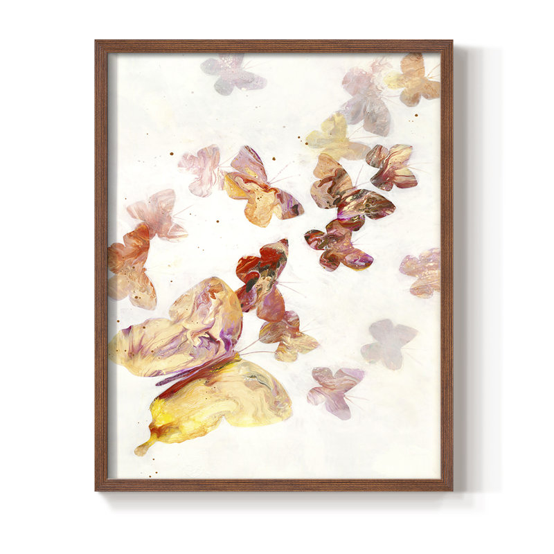 «All a flutter», reproduction encadrée - bois massif, Brown, 10" H x 8" W
