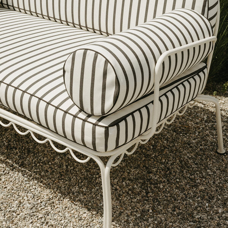 Ensemble de housse pour causeuse Al Fresco, Acrylique rayé noir / blanc
