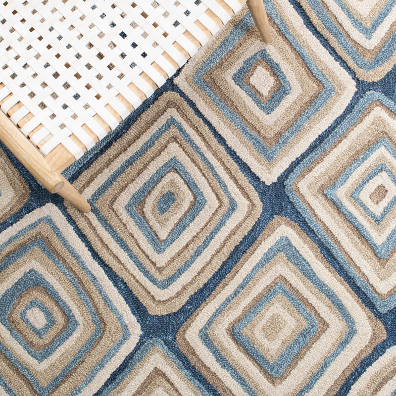 Tapis géométrique en laine touffeté à la main Boarer, Rond 6 pi