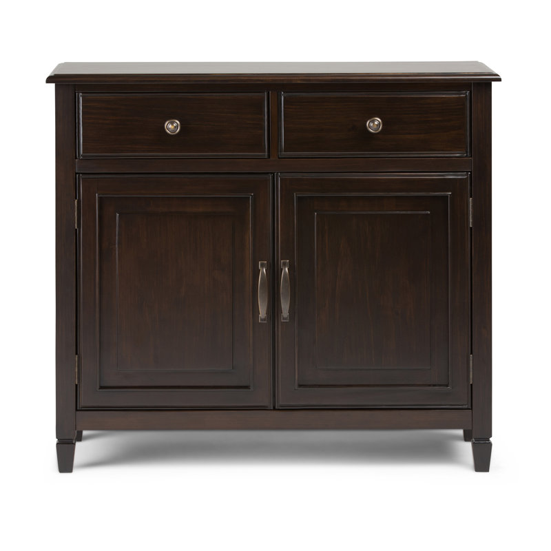 Connaught 40"W Solid Wood 2-Shelf Entryway Storage Cabinet with 2 Storage Drawers, Dark Chestnut Brown