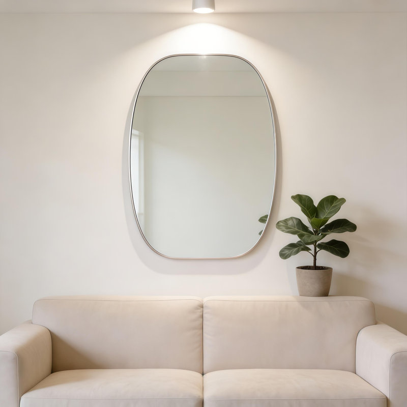 Miroir de salle de bain ovale, Argent, 40 po x 30 po