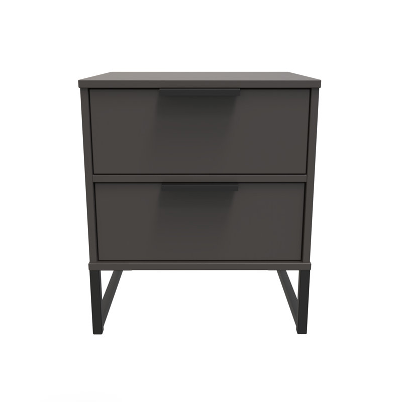 Turah 2 Drawer Bedside Cabinet (Ready Assembled), Graphite