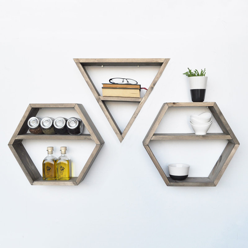 Nyah 8 Piece Solid Wood Floating Shelf with Adjustable Shelves