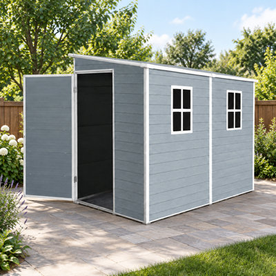 Abri de jardin en résine de 1,20 m x 2,40 m avec plancher et fenêtres