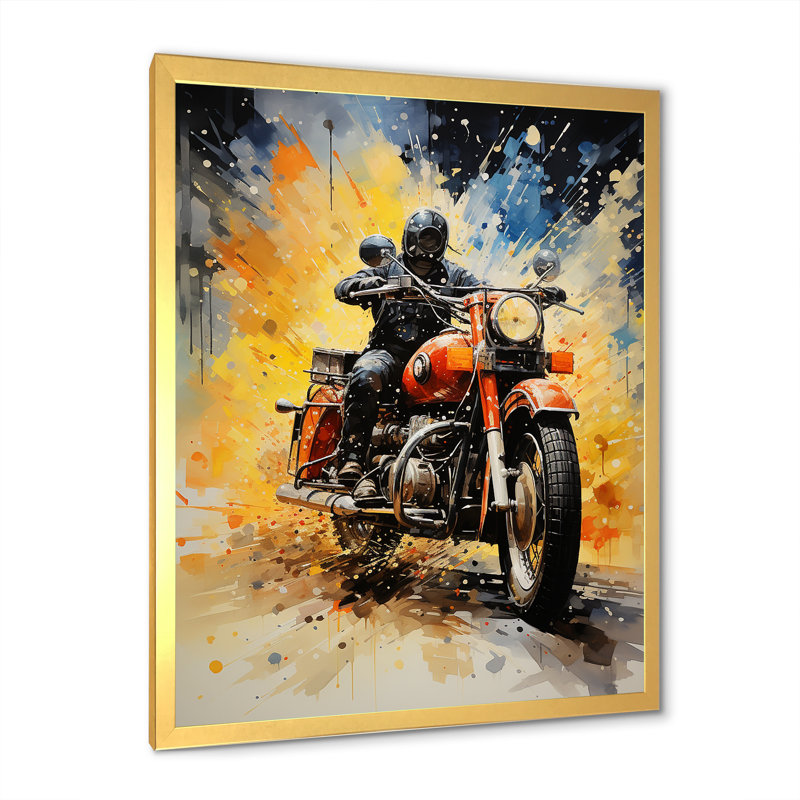 Motocyclette industrielle, H 32 po x l 24 po x P 1 po, Cadre doré simple