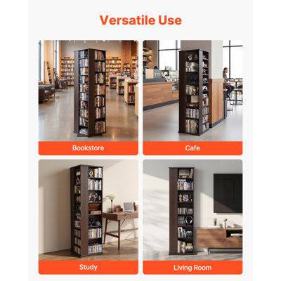 Armoire de rangement pour médias, tour de rangement pour CD, support rotatif à tour de rangement pour CD, DVD, livres et disques de jeu, support de DVD pour le salon, le bureau personnel et la salle d'enregistrement